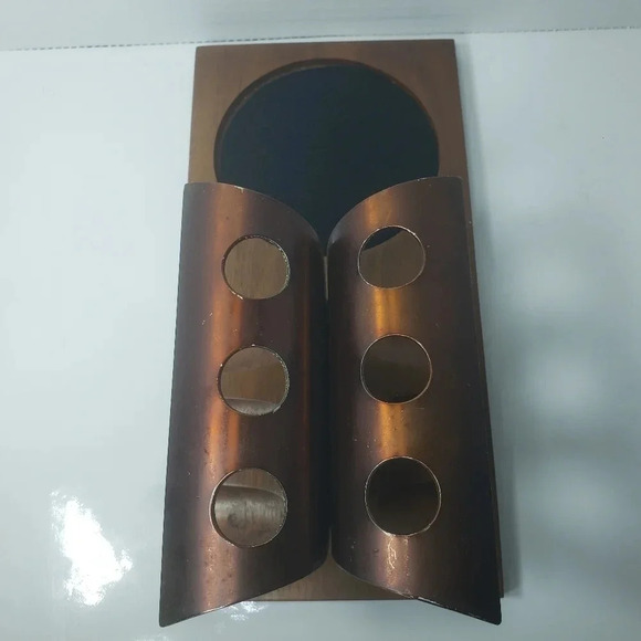 Vintage DUK-IT  Mcdonald Genuine American Walnut 6 Tobacco Pipe Holder MCM - Picture 3 of 7